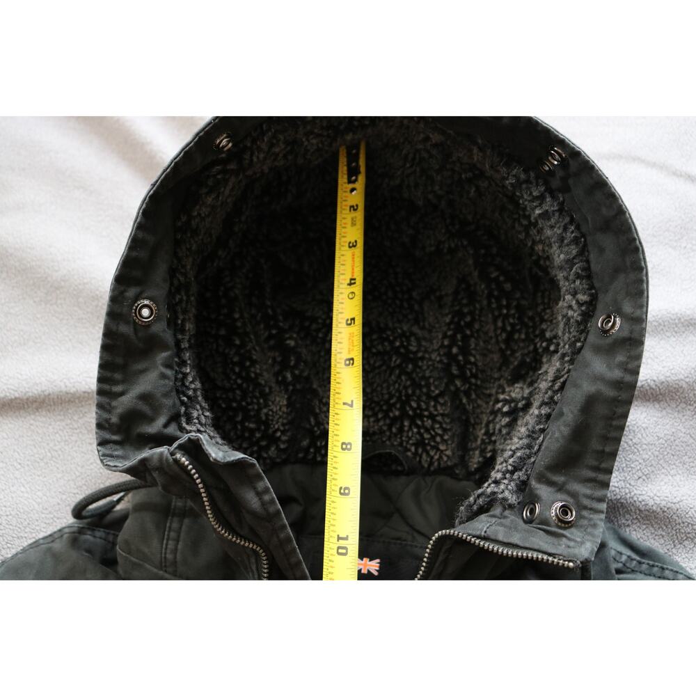 SUPERDRY INTERNATIONAL Mens Small Military Jacket Dark Gray Green Coat Gorpcore - Picture 11 of 16